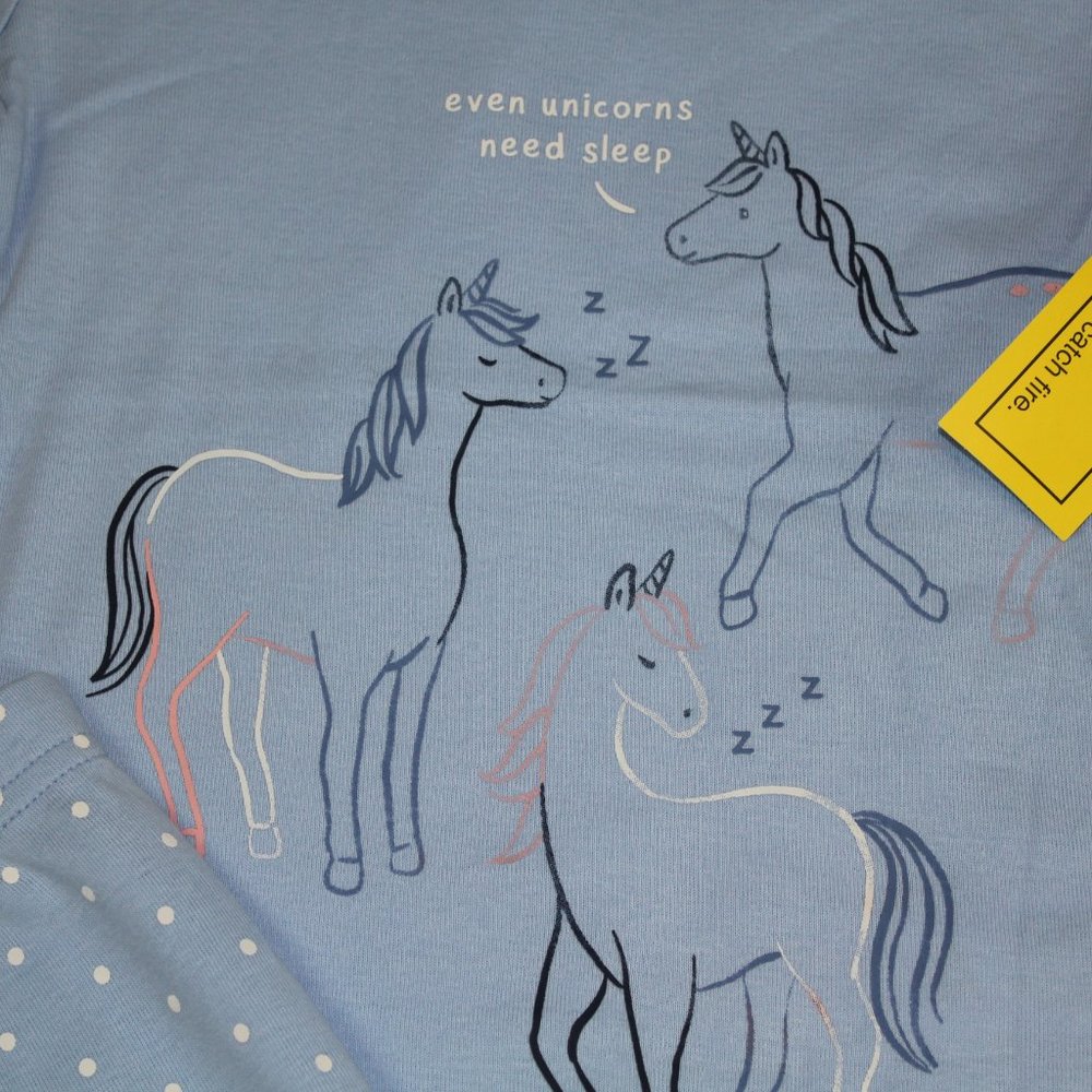 Carter's Blue Unicorn 4-Piece Pants Shorts Pajamas Set Girls Size 5 6 7 8 NWT - Picture 3 of 5